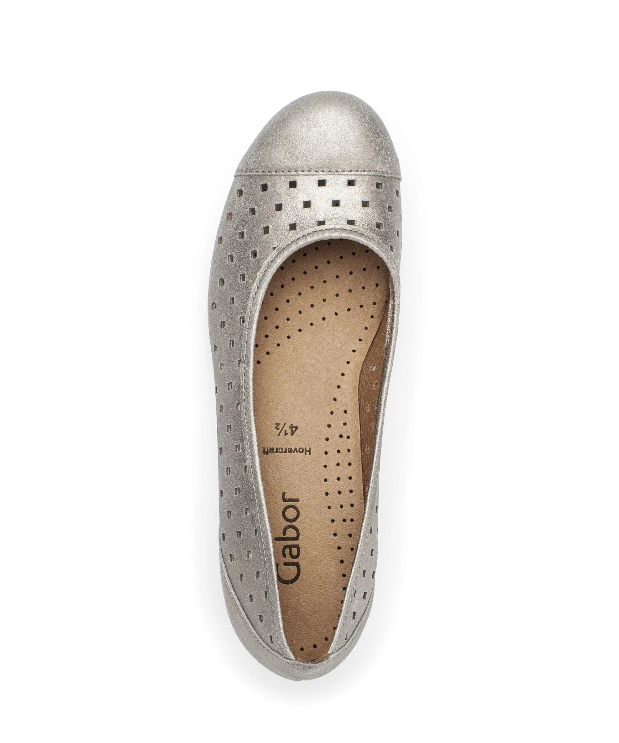 Ballerines perforées dorées en cuir métallisé - Image 3