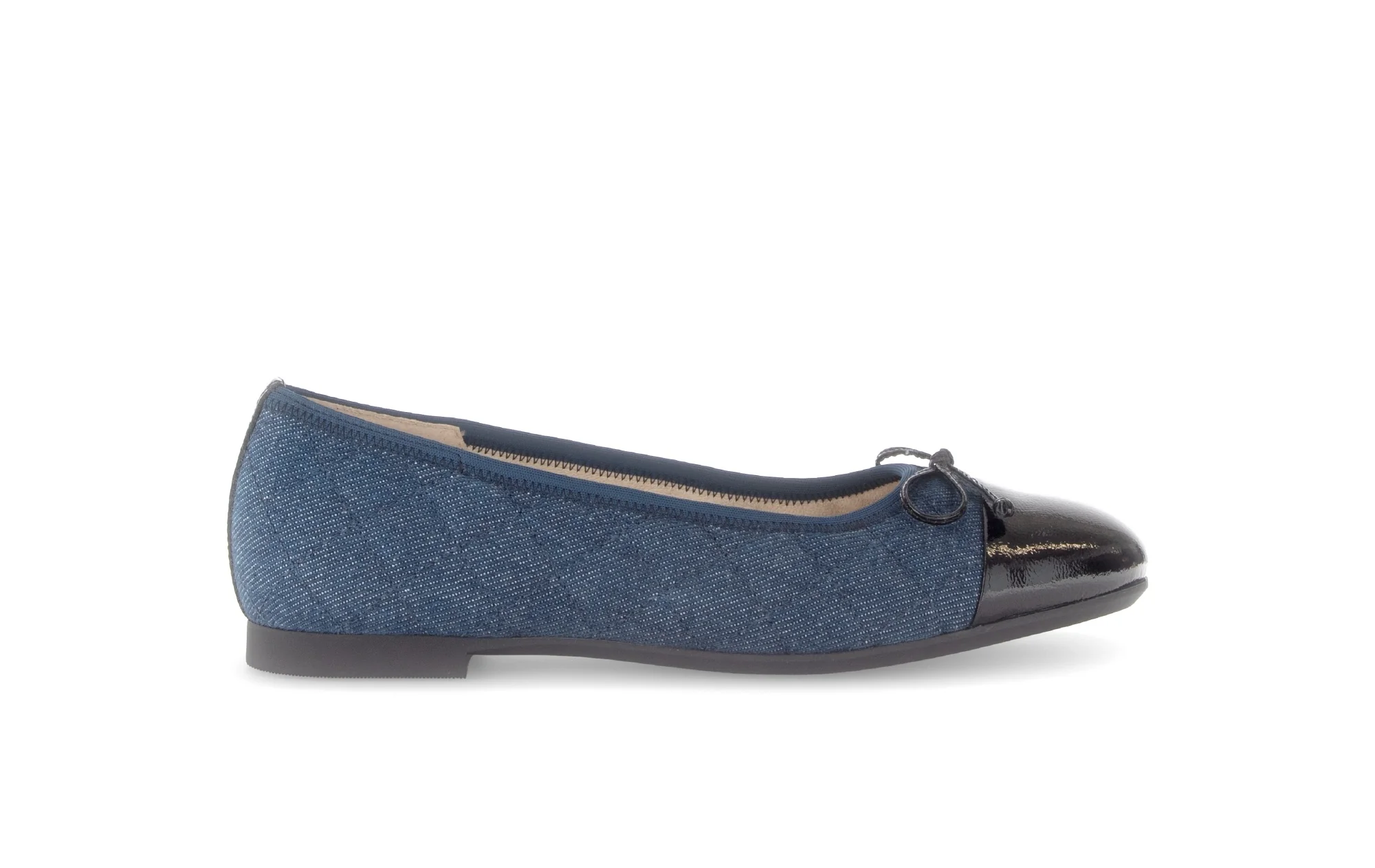 Ballerines bleues jeans bout vernis (cuir et textile)
