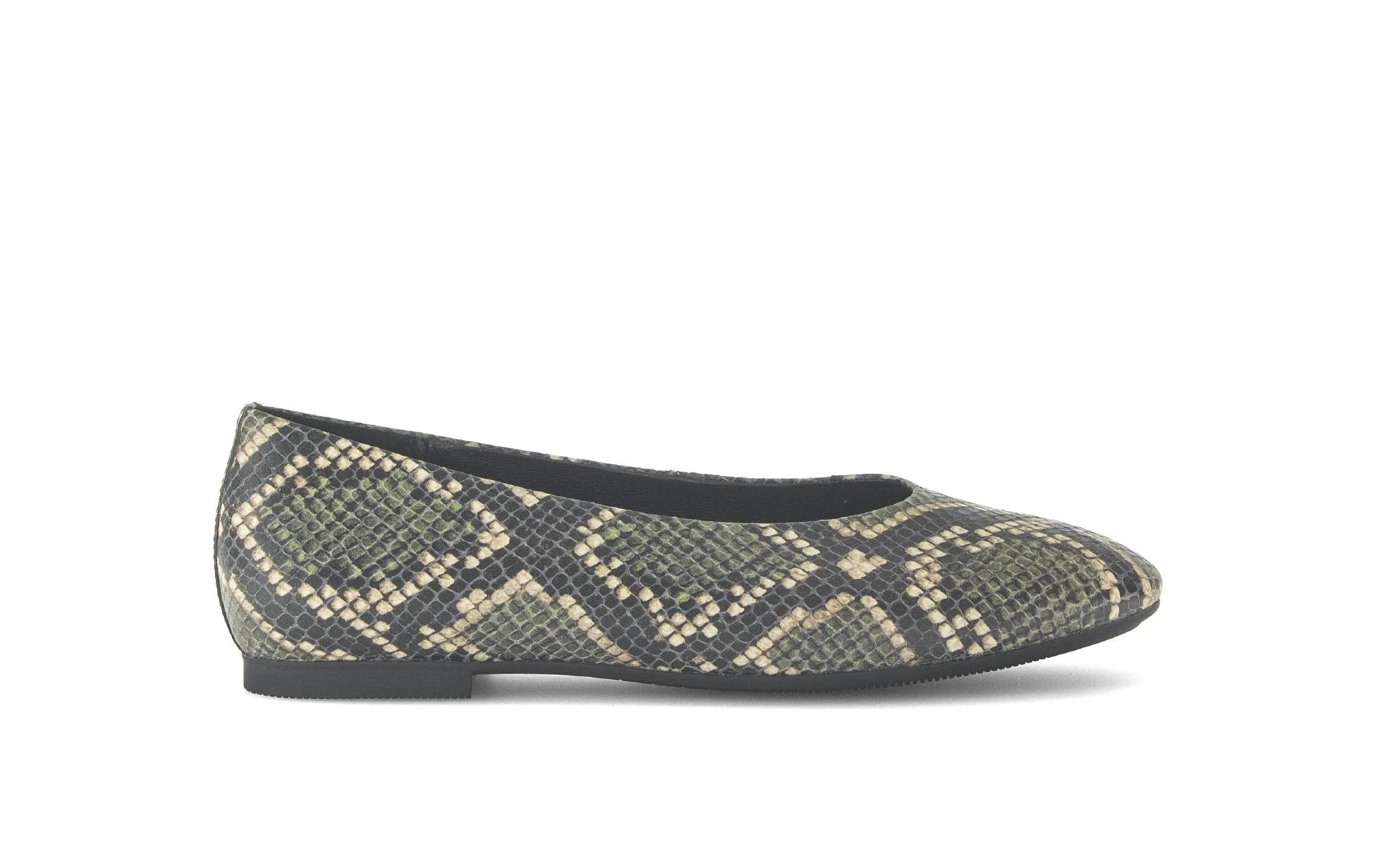 Ballerines vertes en cuir imprimé reptile
