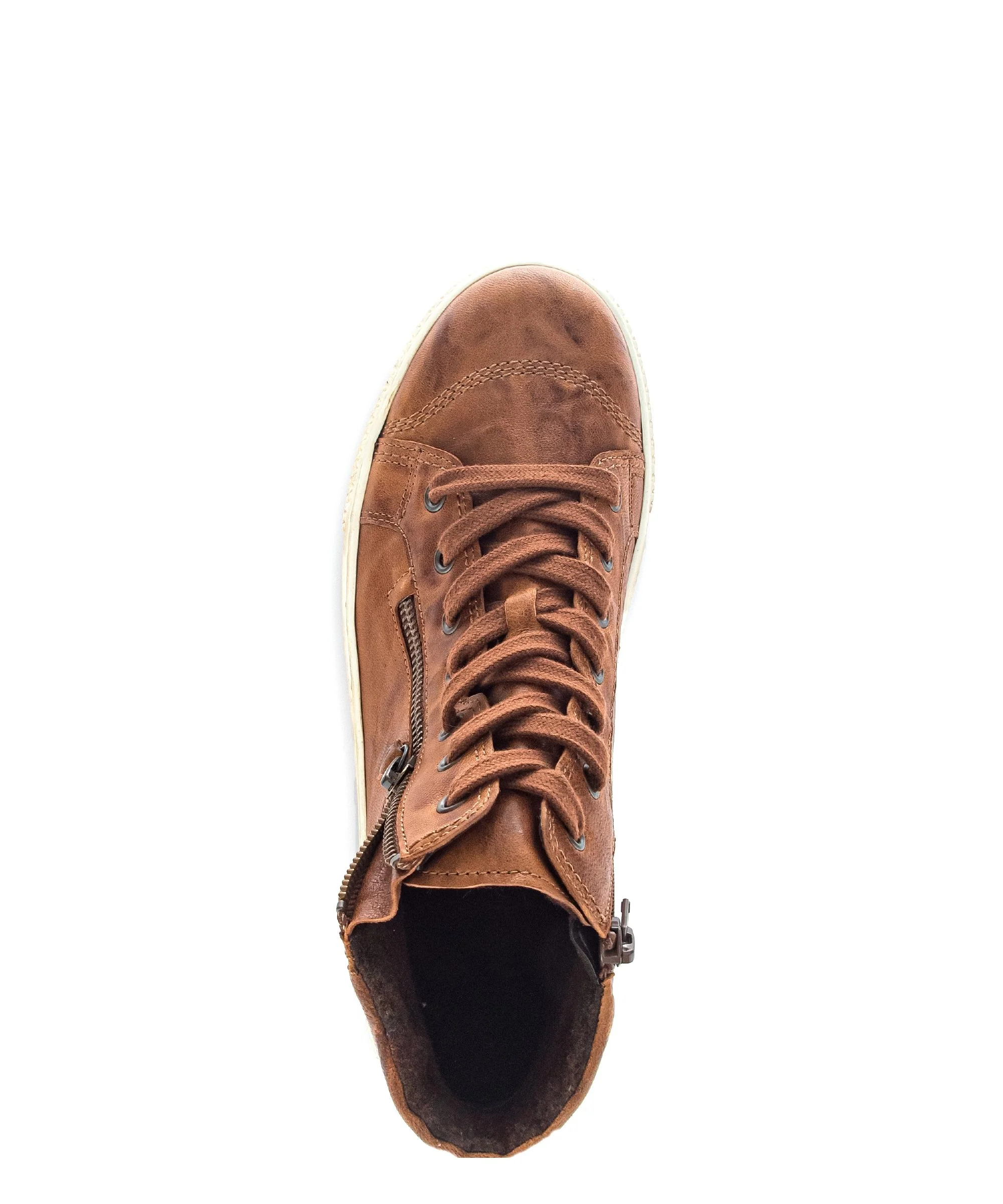 Baskets montantes marron en cuir gras - Image 3