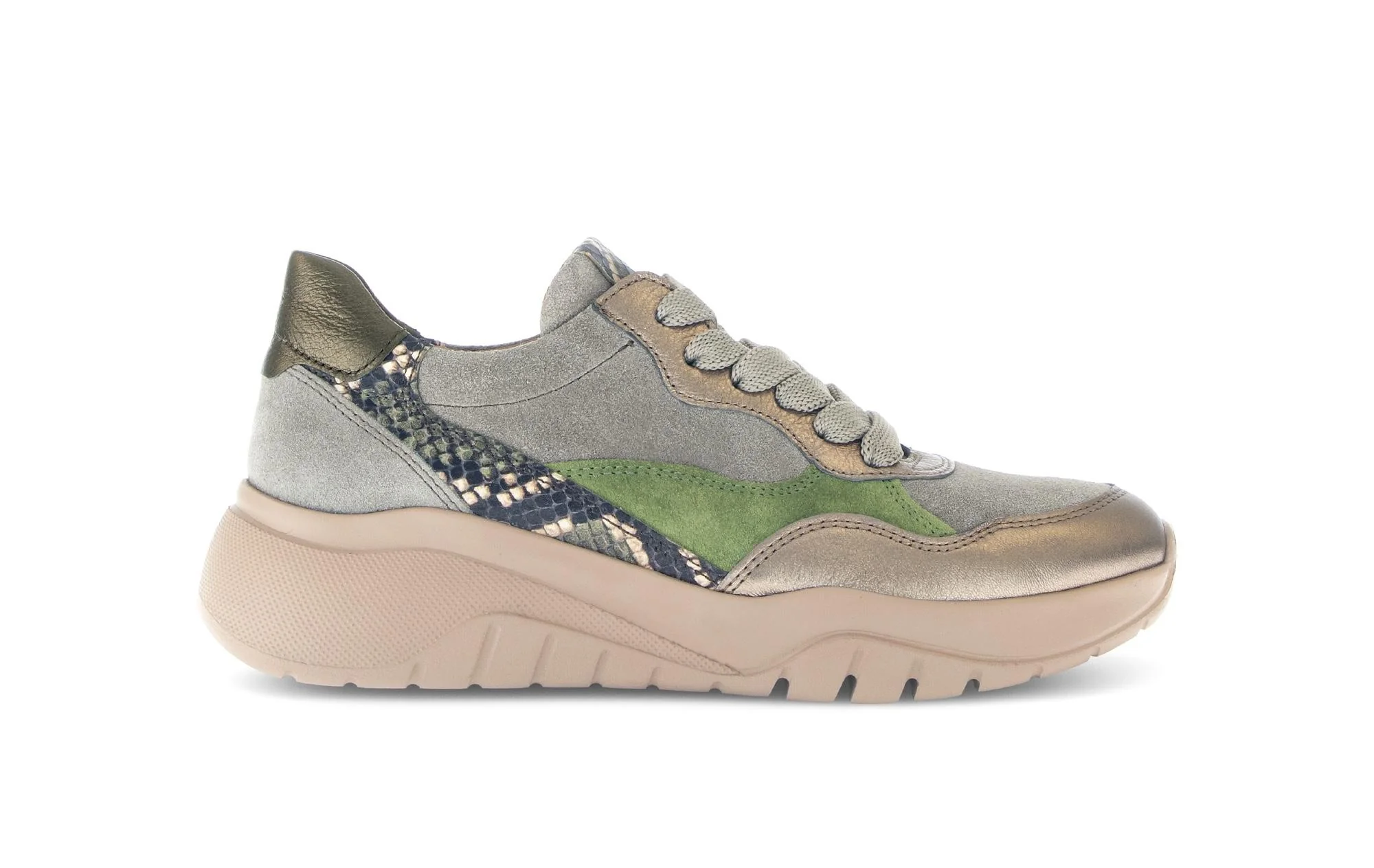 Baskets vertes en cuir lisse