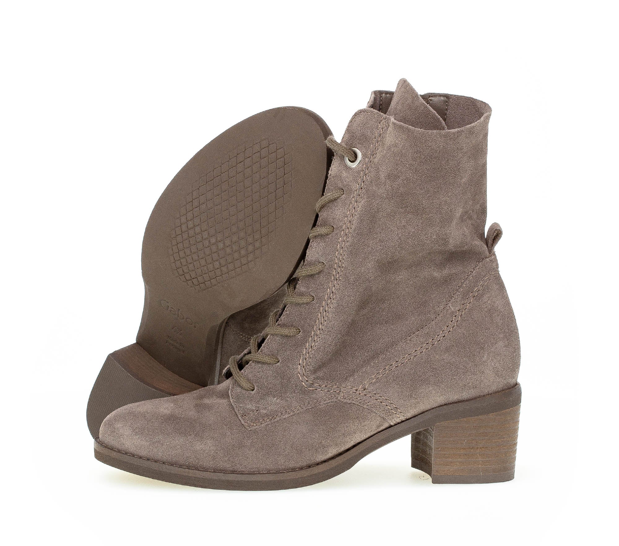 Bottines à lacets grises en velours - Image 3