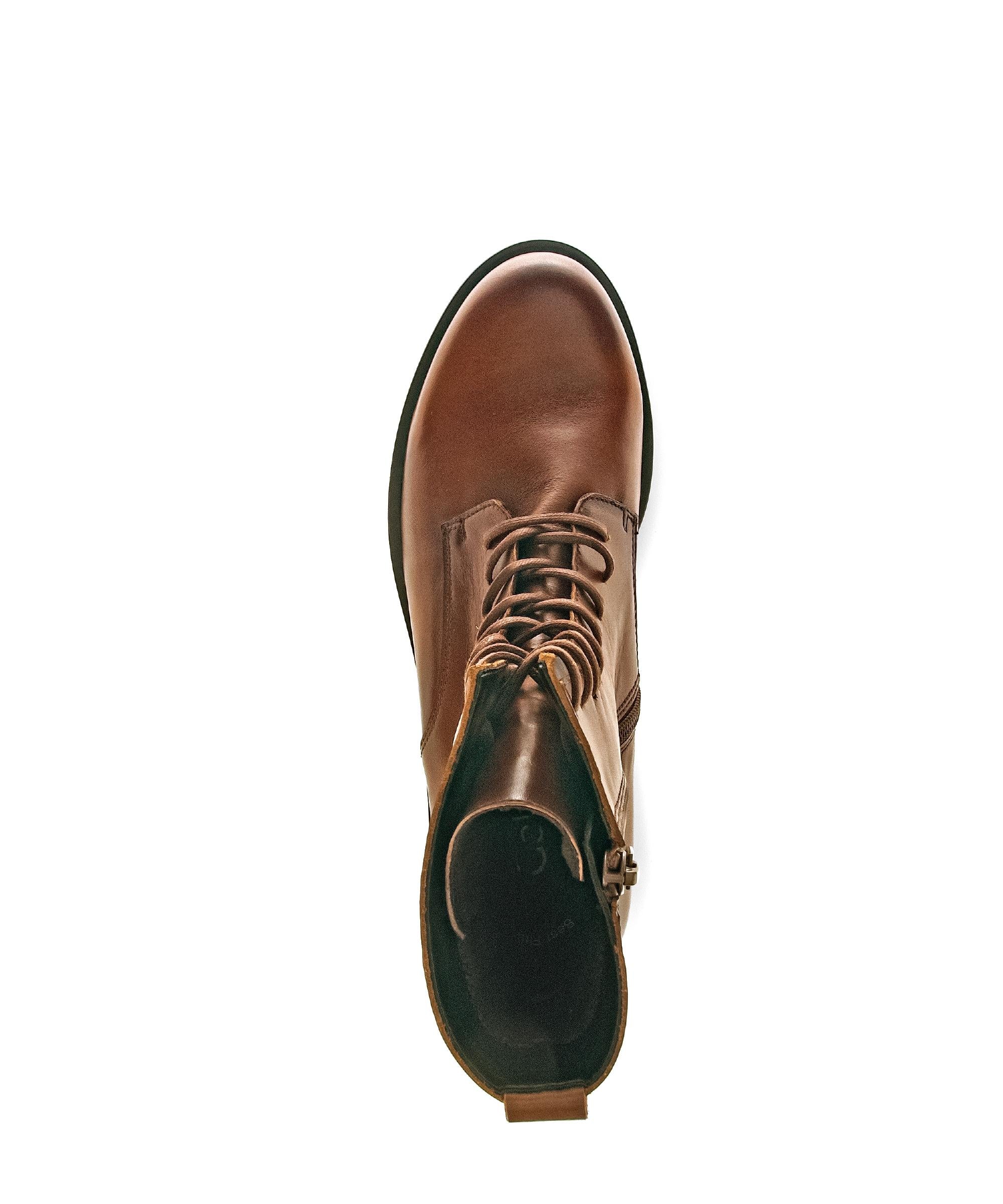 Bottines à lacets marron en cuir lisse - Image 3