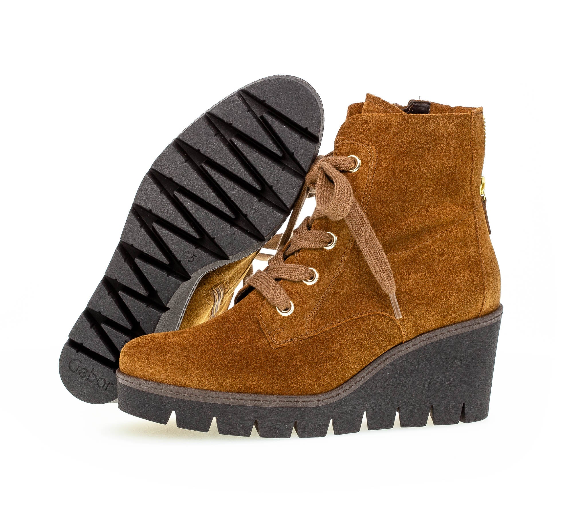 Bottines à lacets marron en velours - Image 3