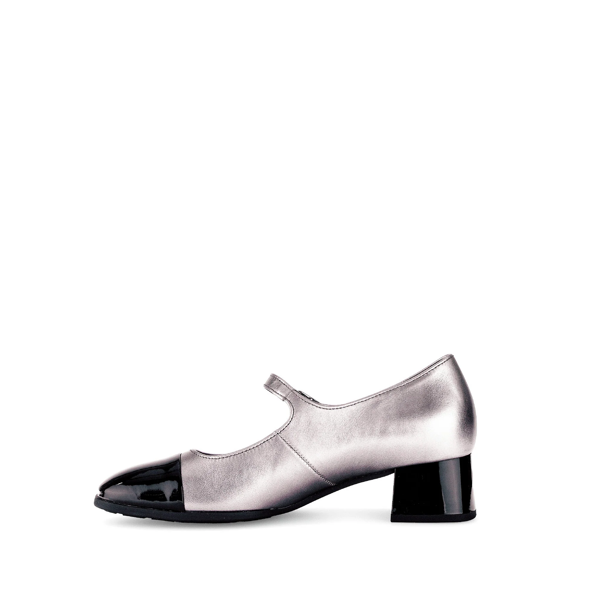 Escarpins argentés/noirs en cuir/synthé - Image 2