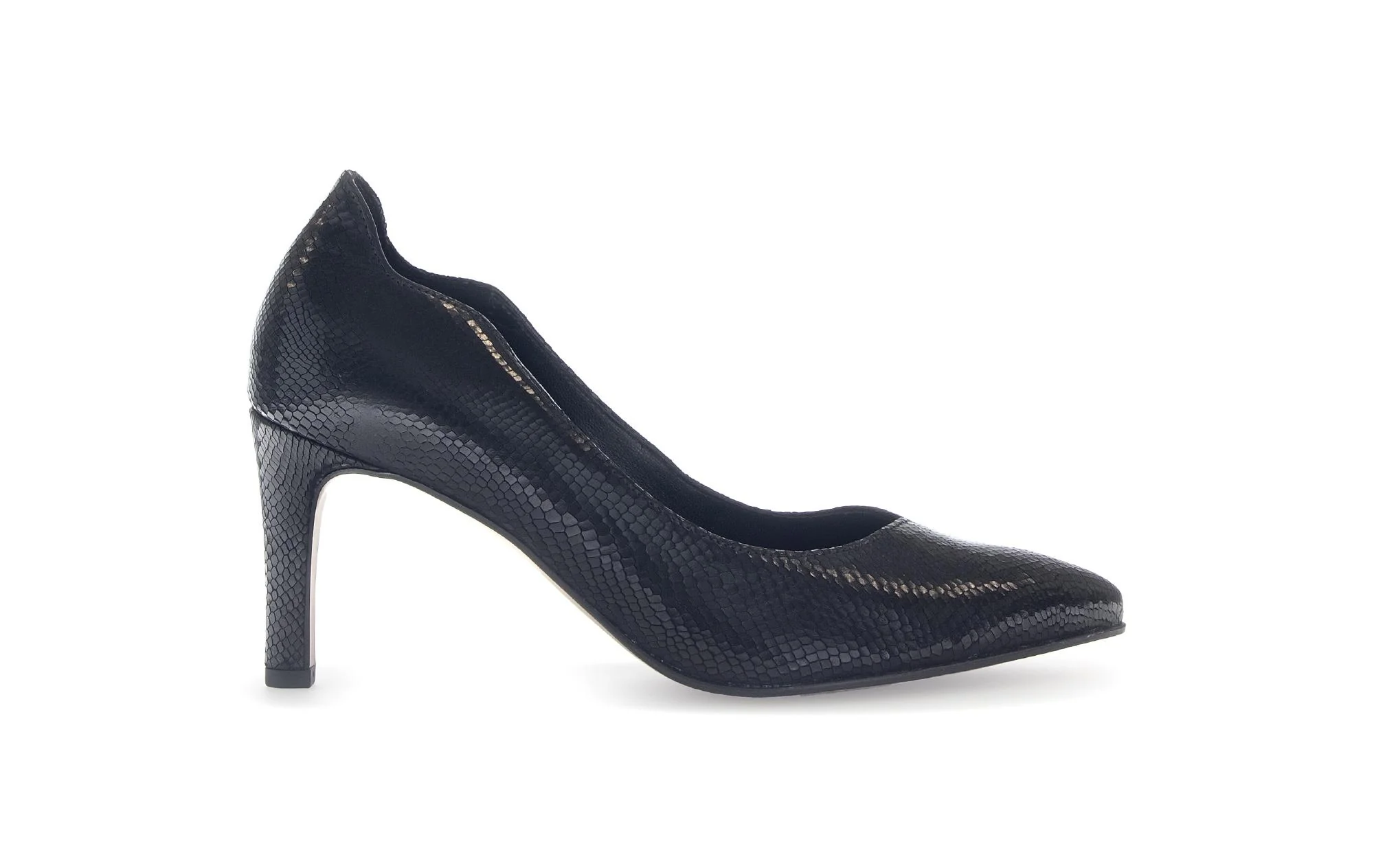 Escarpins noirs en cuir imprimé reptile
