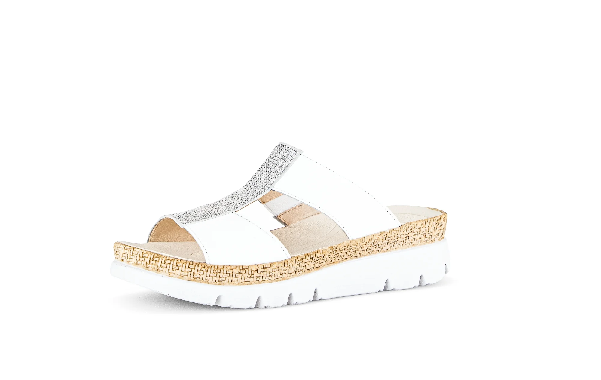 Mules blanches en cuir avec strass - Image 6