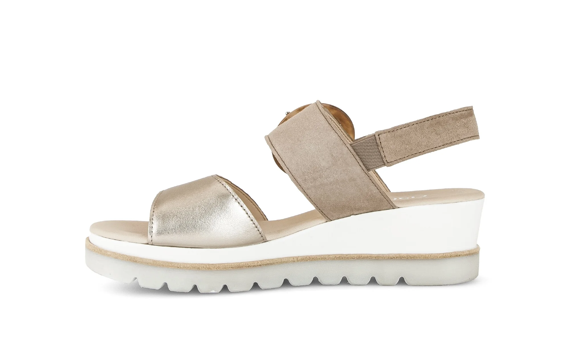 Sandales beige-dorées en cuir métallisé - Image 2