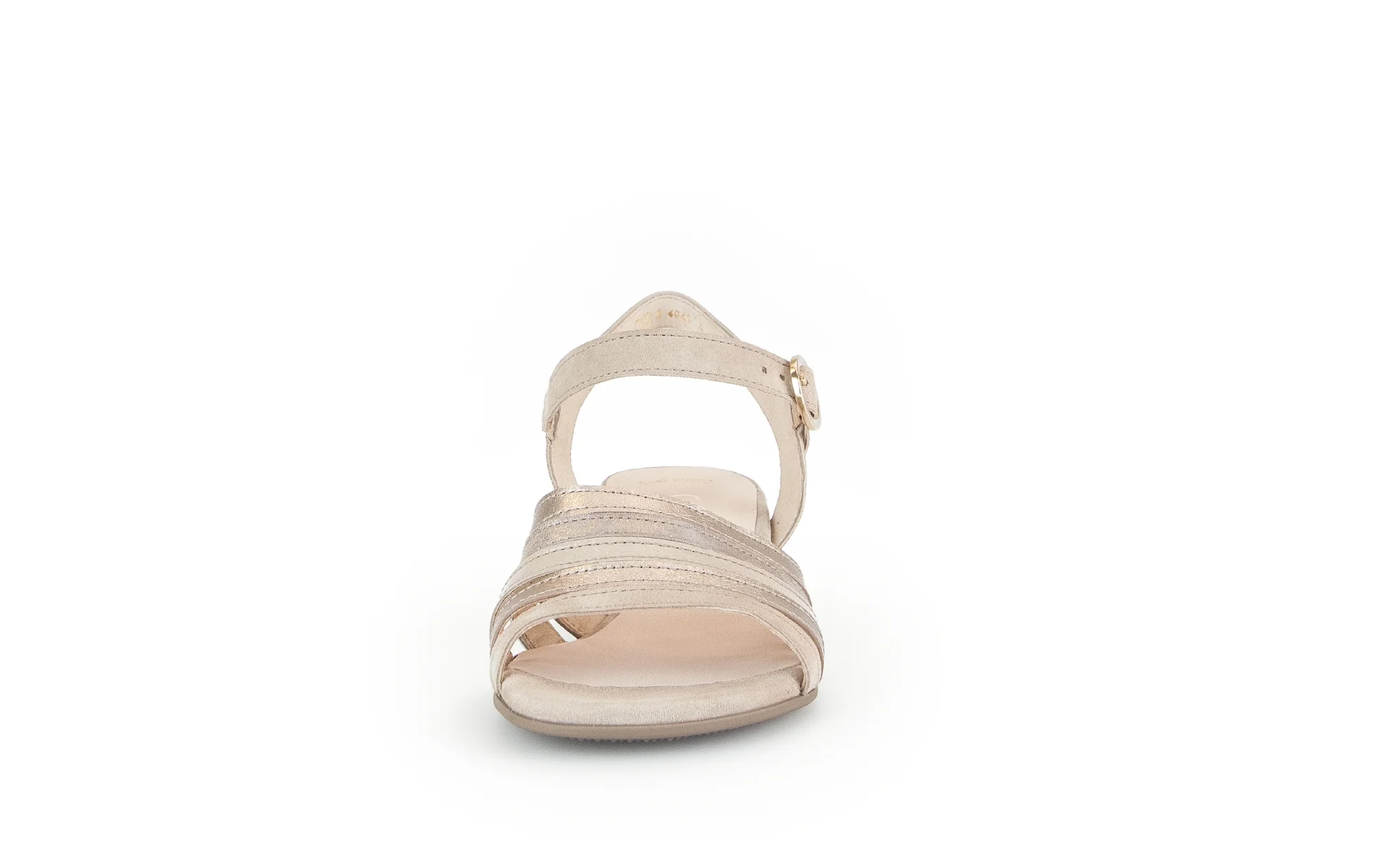 Sandales beiges/dorées en cuir velours - Image 4