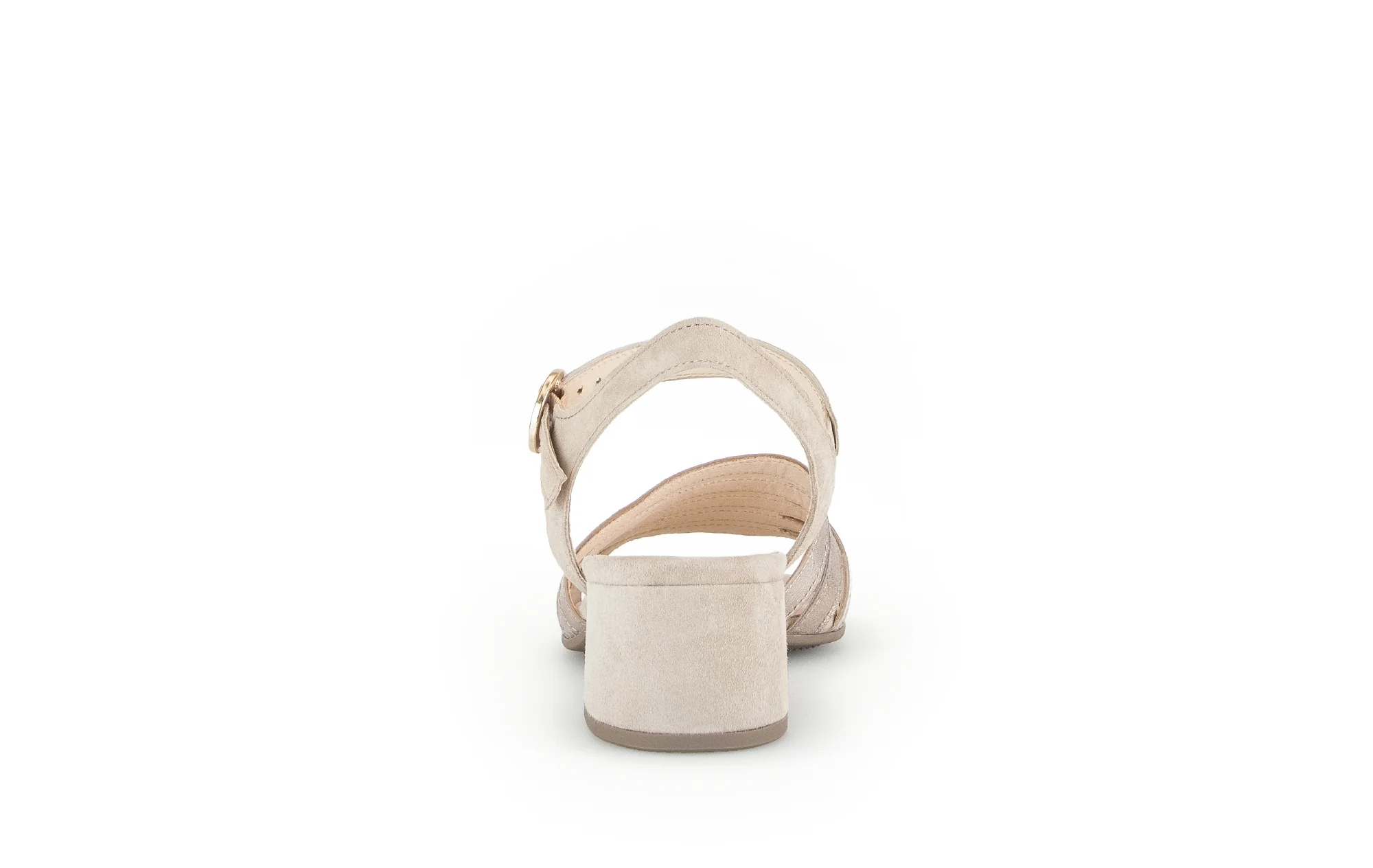 Sandales beiges/dorées en cuir velours - Image 6