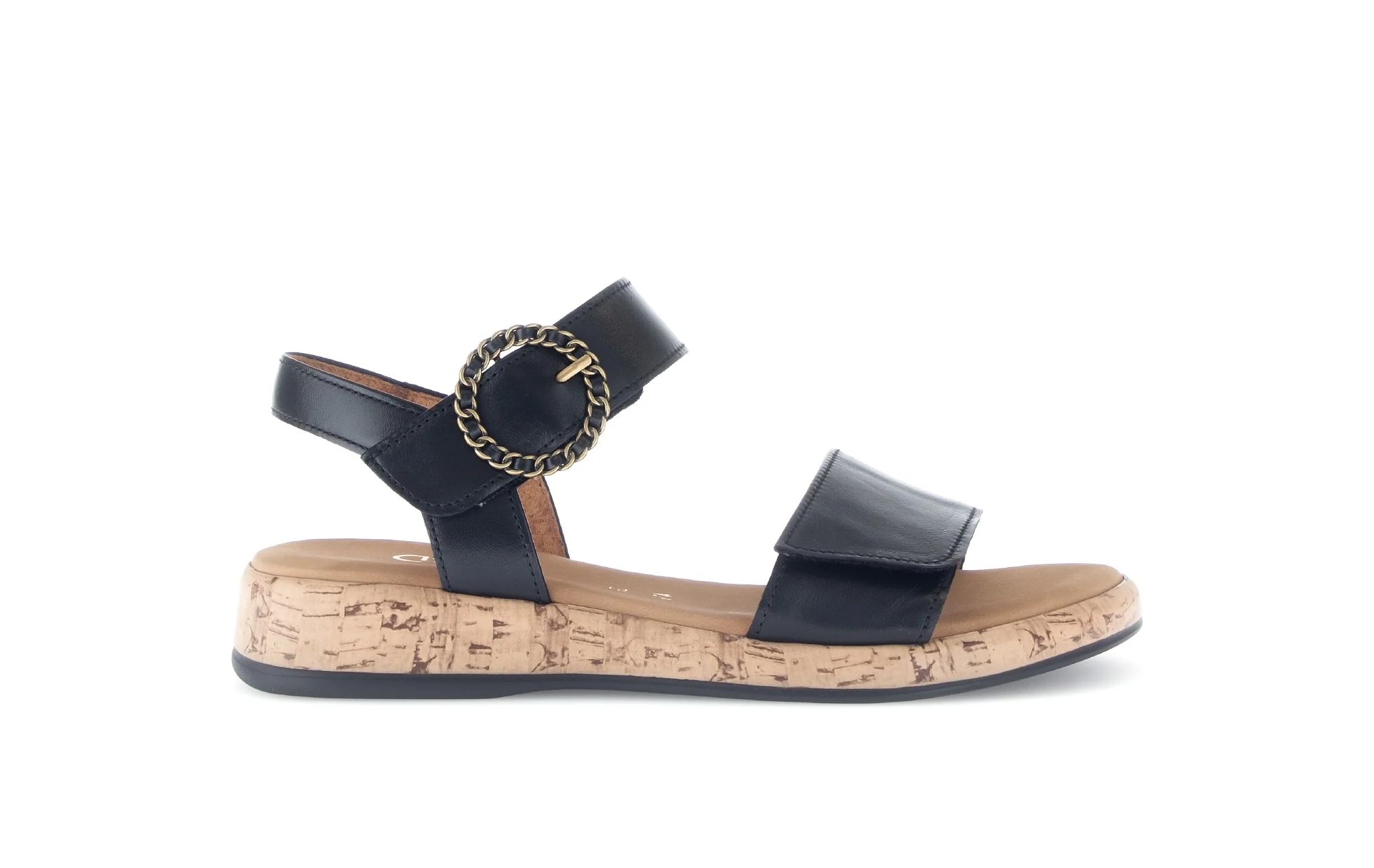 Sandales noires en cuir lisse