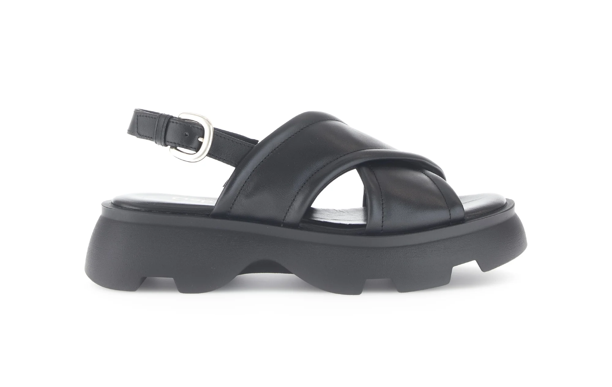 Sandales noires en cuir lisse