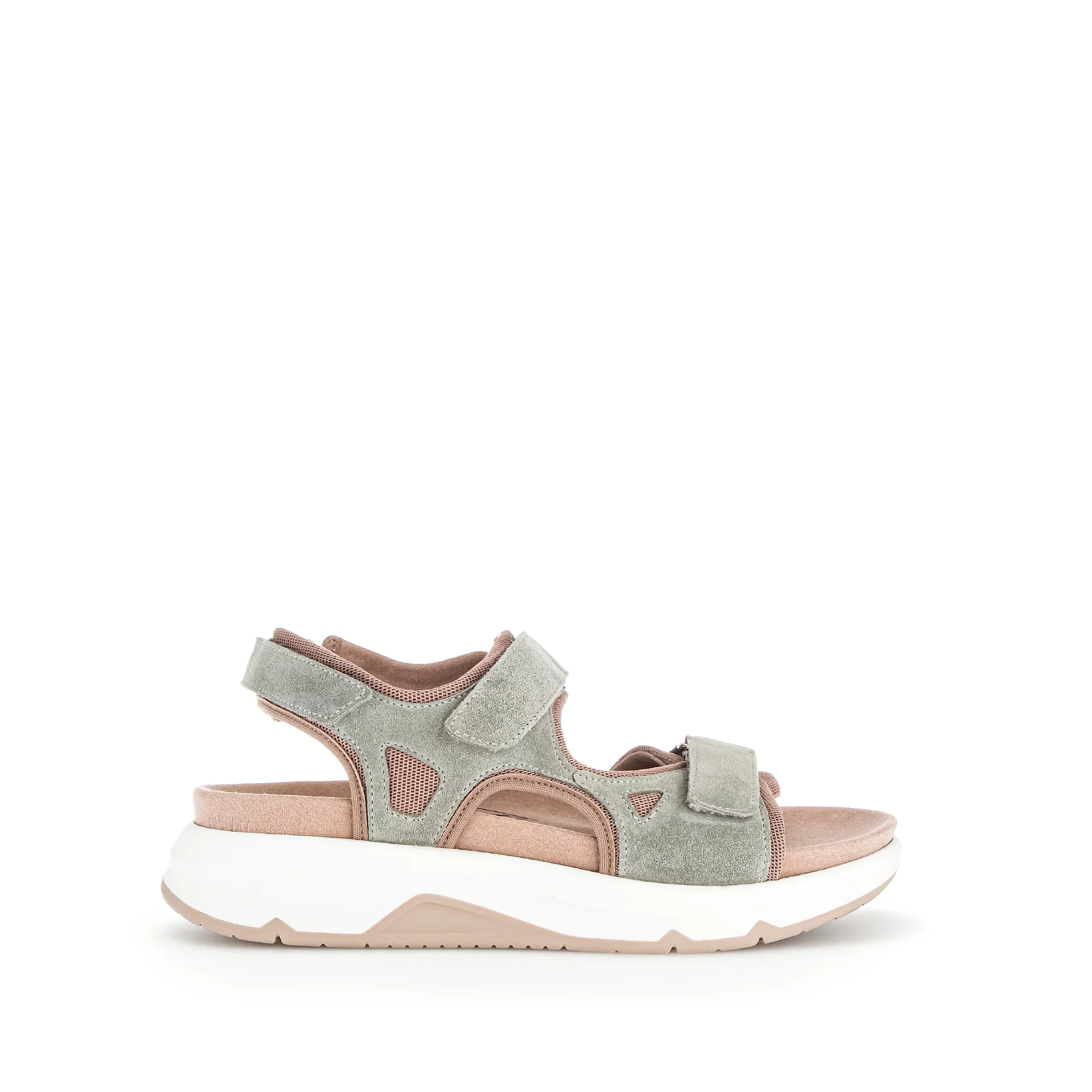 Sandales vertes/lins en cuir velours